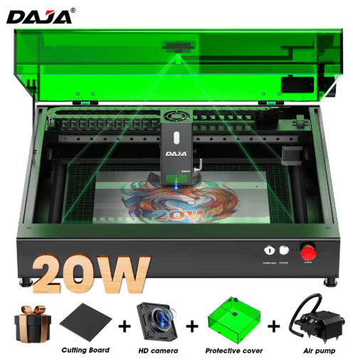 🔒A8 Enclosed Laser Engraving Machine｜Dual Laser Heads (Red/Blue)｜20 Watt Power｜Wood/Acrylic/Leather Cutting｜Metal Engraving - DAJA