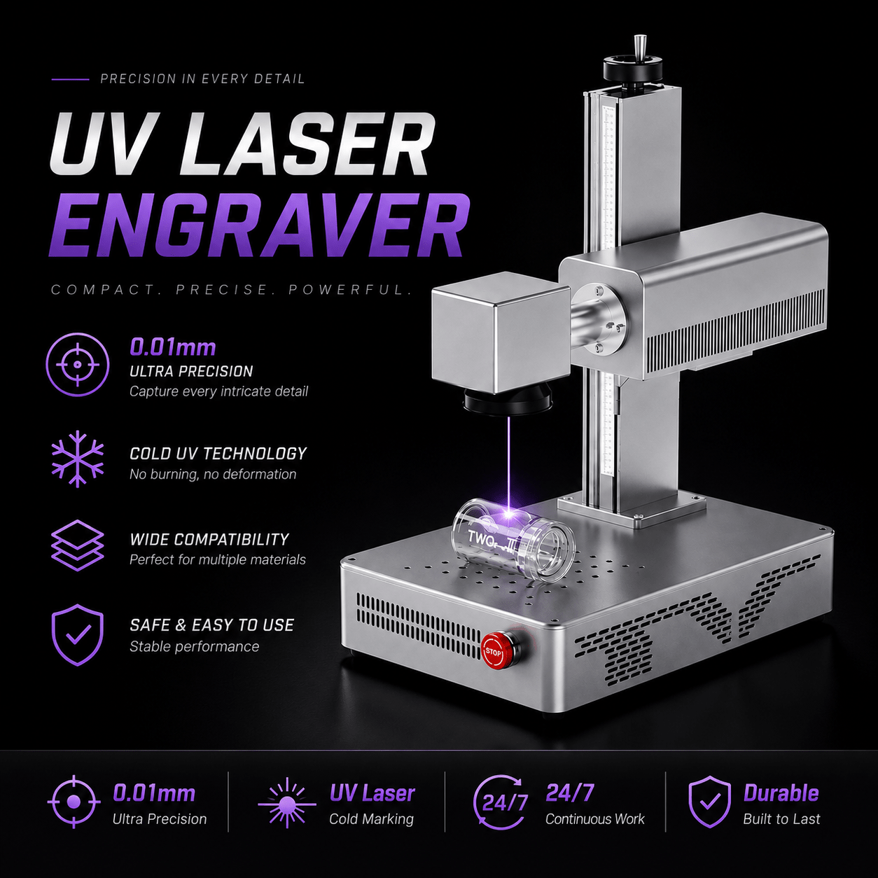 DAJA A1 UV Laser Marking Machine for Glass, Plastic & Metal - DAJA