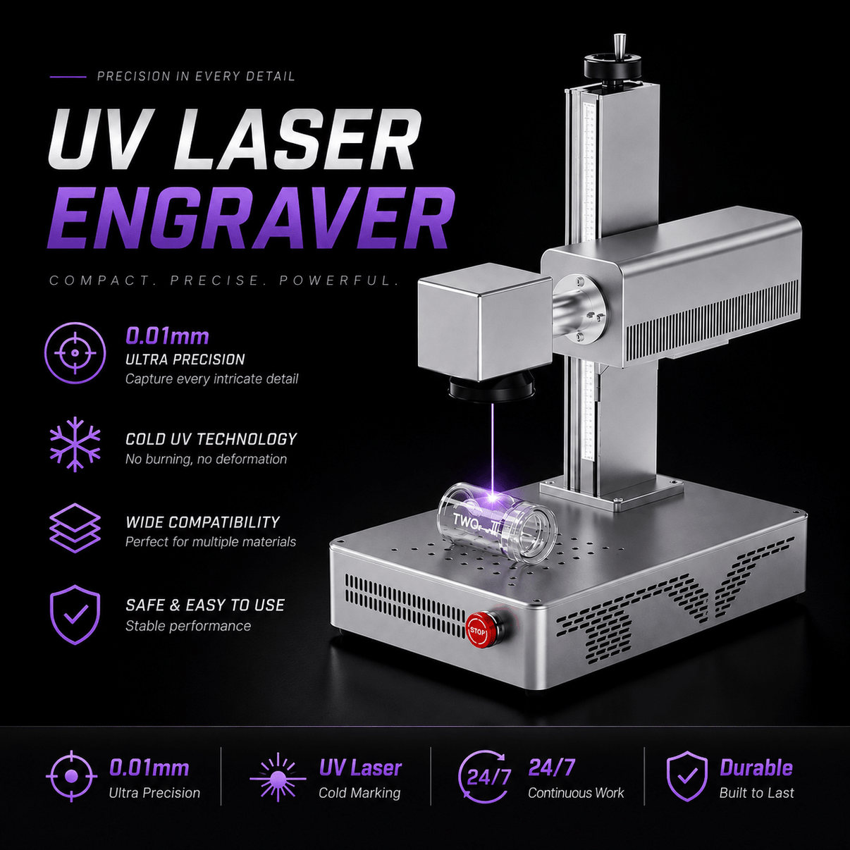 DAJA A1 UV Laser Marking Machine for Glass, Plastic & Metal - DAJA