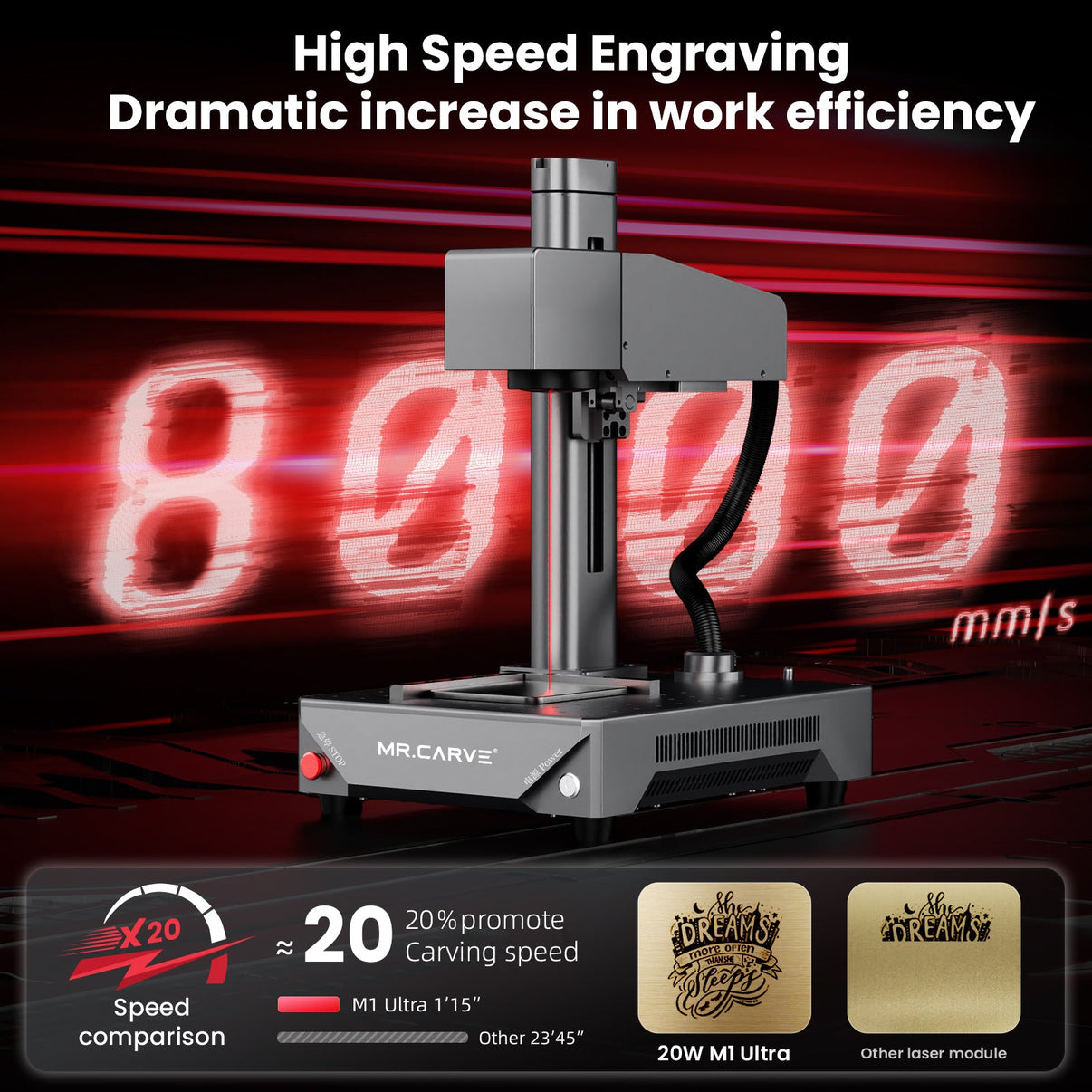 DAJA M1 Ultra Portable Fiber Laser Engraving Machine – High Precision Mini Laser Marker for iPhone, Android, Laptops, Jewelry – Engraves Stainless Steel, Gold, Silver, Brass, All Metals & Leather – DIY Gift Engraving - DAJA